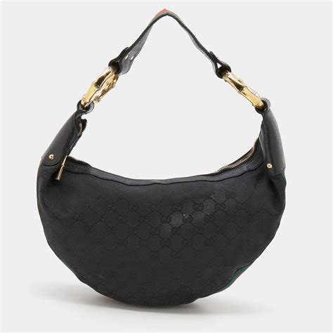 gucci gg canvas bamboo ring|GUCCI Monogram Web Bamboo Ring Hobo Black.